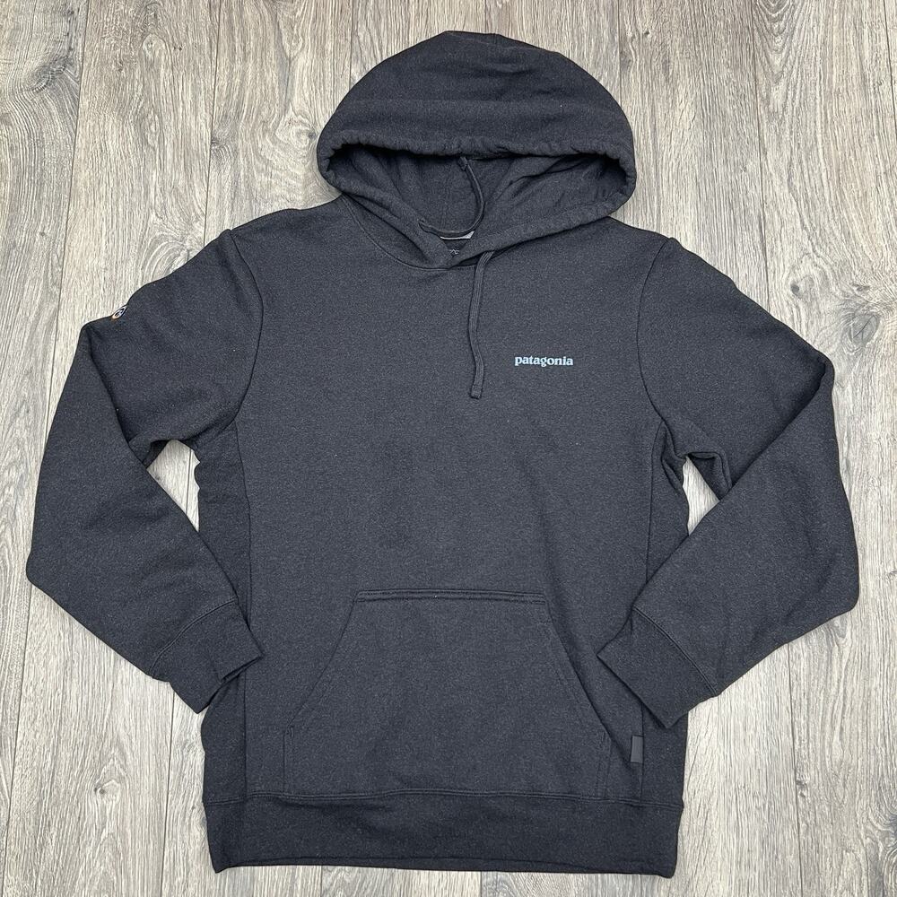 Patagonia Hoodie Sz Small Mens Sz M Womens Ink Black Fitz Roy Icon Uprisal